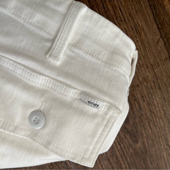 Mother denim patch pocket private ankle fray cutoff raw hem white wide jeans 26 - Picture 7 of 11